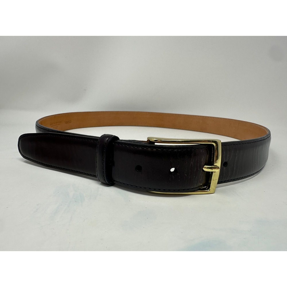 Martin Dingman Mens 38 Leather Belt Coachman Brown Gold Buckle 10052 USA